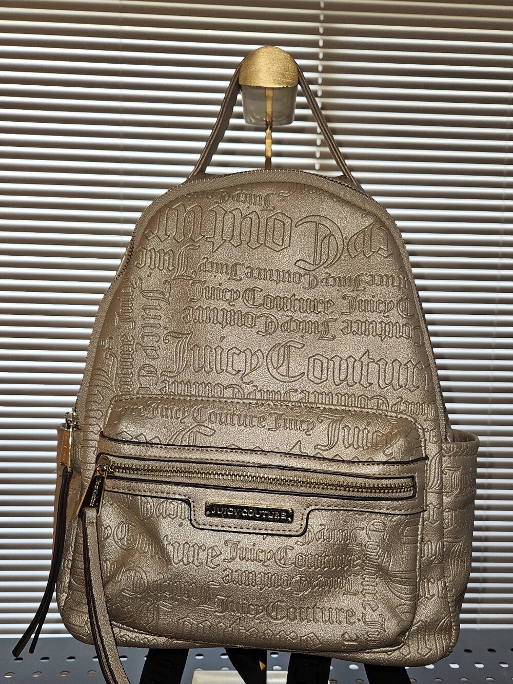Juicy Couture Metallic Gold Embossed Logo Backpack
